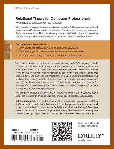 Relational Theory For Computer Professionals: What Relational Databases Are Really All About,New