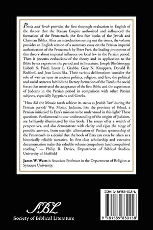 Persia and Torah: The Theory of Imperial Authorization of the Pentateuch (Symposium Series (Society of Biblical Literature)),Used
