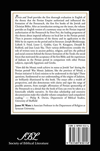 Persia and Torah: The Theory of Imperial Authorization of the Pentateuch (Symposium Series (Society of Biblical Literature)),Used