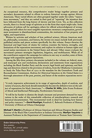 Redress For Historical Injustices In The United States: On Reparations For Slavery, Jim Crow, And Their Legacies,New