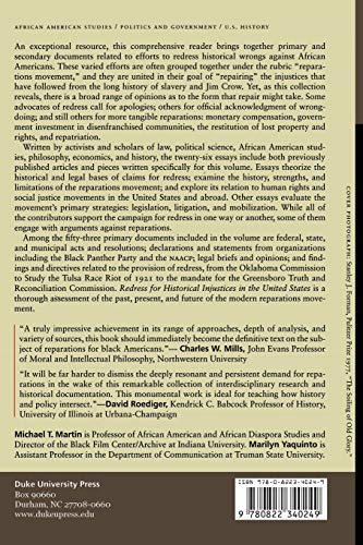 Redress For Historical Injustices In The United States: On Reparations For Slavery, Jim Crow, And Their Legacies,New