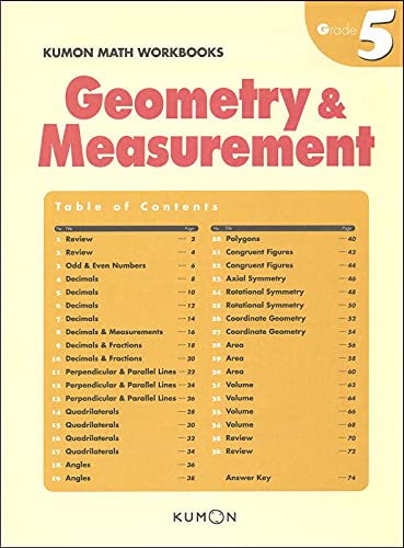 Kumon Grade 5 Geometry & Measurement (Kumon Math Workbooks) (Kumon Math Workbooks Grade 5),Used