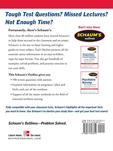 Schaum's Outline of MaternalNewborn Nursing: 748 Review Questions (Schaum's Outlines),Used