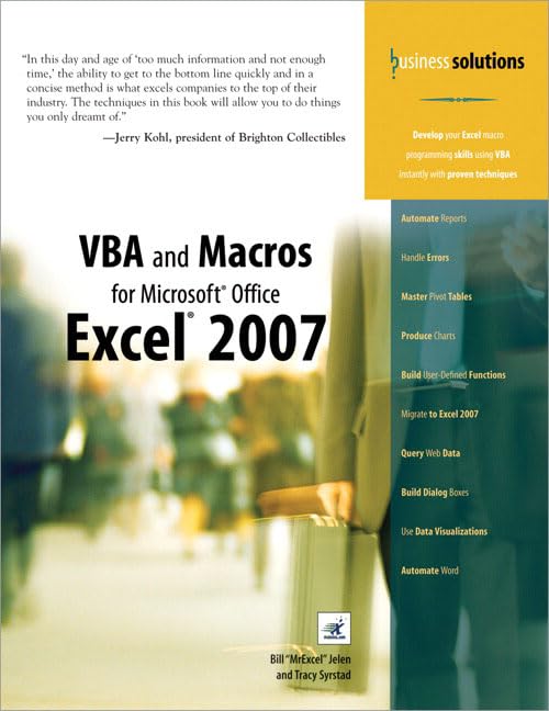 VBA and Macros for Microsoft Office Excel 2007,New