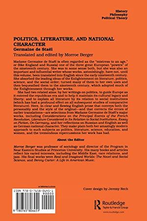 Politics, Literature and National Character,Used