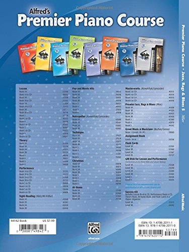 Premier Piano Course  Jazz, Rags & Blues, Bk 5: All New Original Music (Premier Piano Course, Bk 5),Used