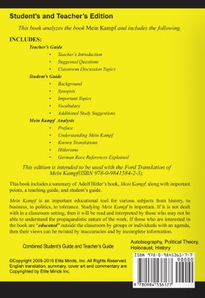 Mein Kampf Analysis And Summary(Student'S And Teacher'S Edition),New