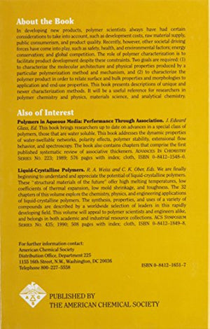 Polymer Characterization: Physical Property, Spectroscopic, and Chromatographic Methods (ACS Advances in Chemistry),Used