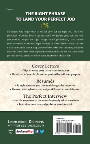 The Complete Book of Perfect Phrases for Successful Job Seekers (Perfect Phrases Series),Used