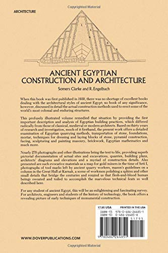Ancient Egyptian Construction And Architecture (Dover Books On Architecture)-new