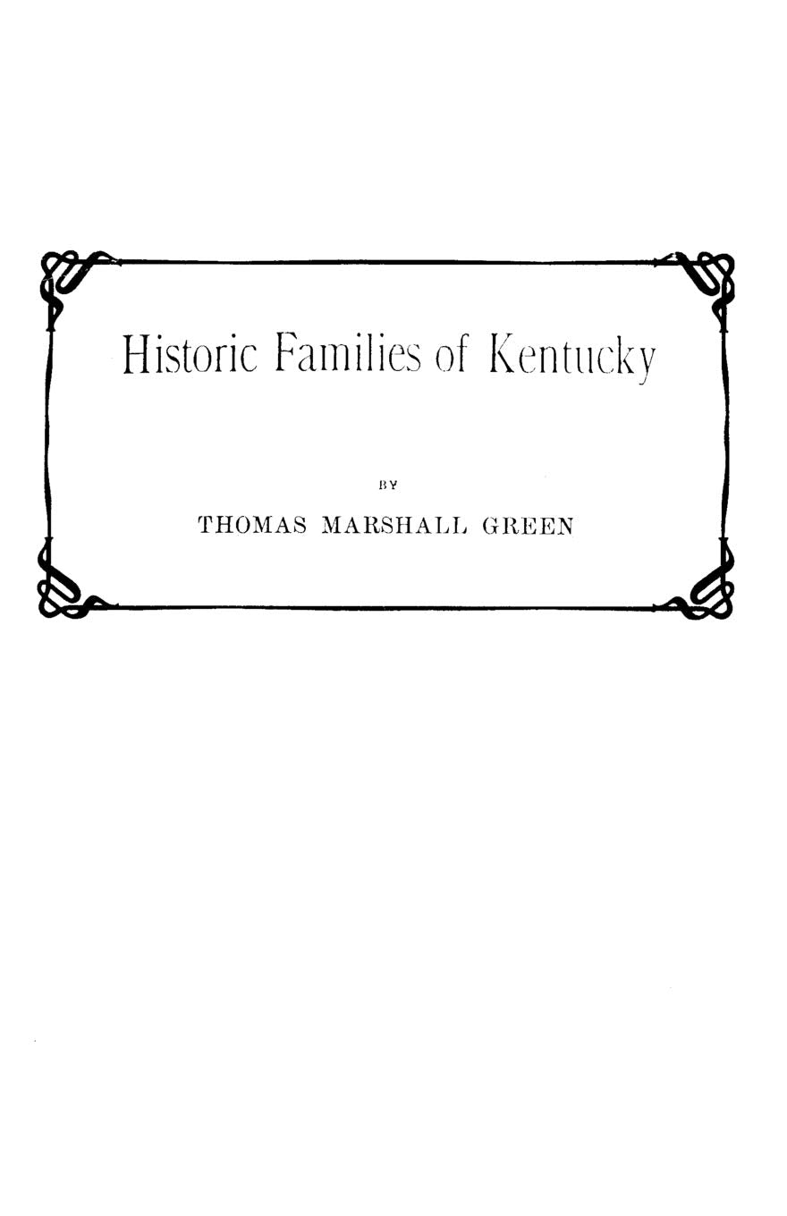Historic Families Of Kentucky,Used