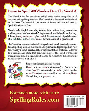 Learn to Spell 500 Words a Day: The Vowel A (vol. 1),Used