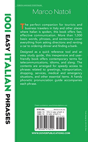 1001 Easy Italian Phrases (Dover Language Guides Italian)-used