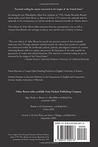 Arthur Mervyn; or, Memoirs of the Year 1793: With Related Texts (Hackett Classics),Used