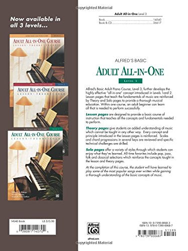 Adult Allinone Course: Lesson, Theory, Solo. Level 3 (Alfred'S Basic Adult Piano Course) (Alfred'S Basic Adult Piano Course, B,Used