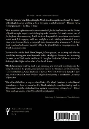 Maimonides and the Book That Changed Judaism: Secrets of 'The Guide for the Perplexed',Used