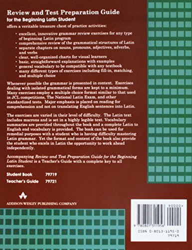 Review And Test Preparation Guide For The Beginning Latin Student,New