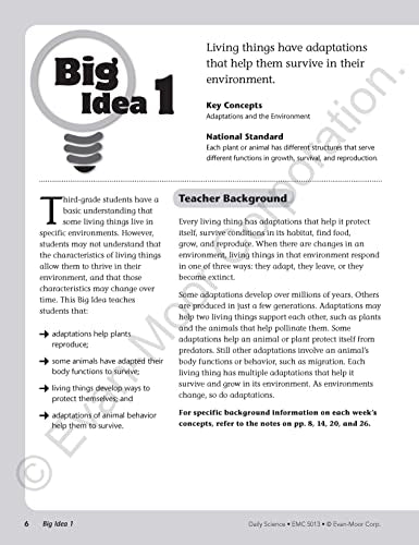 EvanMoor Daily Science, Grade 3 Homeschooling and Classroom Resource Workbook, Printable Worksheets, Teaching Edition, Earth, L,Used
