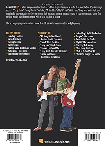 Bass for Kids  Hal Leonard Beginner Bass Method  StepbyStep Lessons with Popular Songs  Learn Notes, Counting, and Technique ,Used