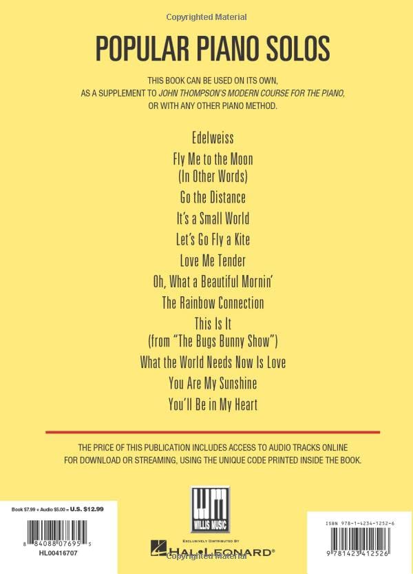 Popular Piano Solos  First Grade: Pop Hits, Broadway, Movies and More! (Book with CD),Used