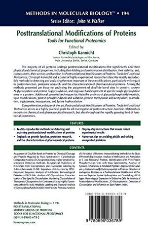 Posttranslational Modification of Proteins: Tools for Functional Proteomics (Methods in Molecular Biology, 194),Used
