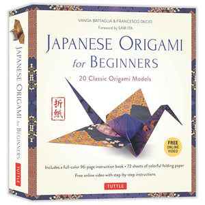Japanese Origami for Beginners Kit: 20 Classic Origami Models: Kit with 96page Origami Book, 72 Origami Papers and Instructiona,New