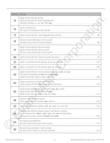 EvanMoor Building Spelling Skills, Grade 3  Homeschooling & Classroom Resource Workbook, Reproducible Worksheets, Teaching Edi,New