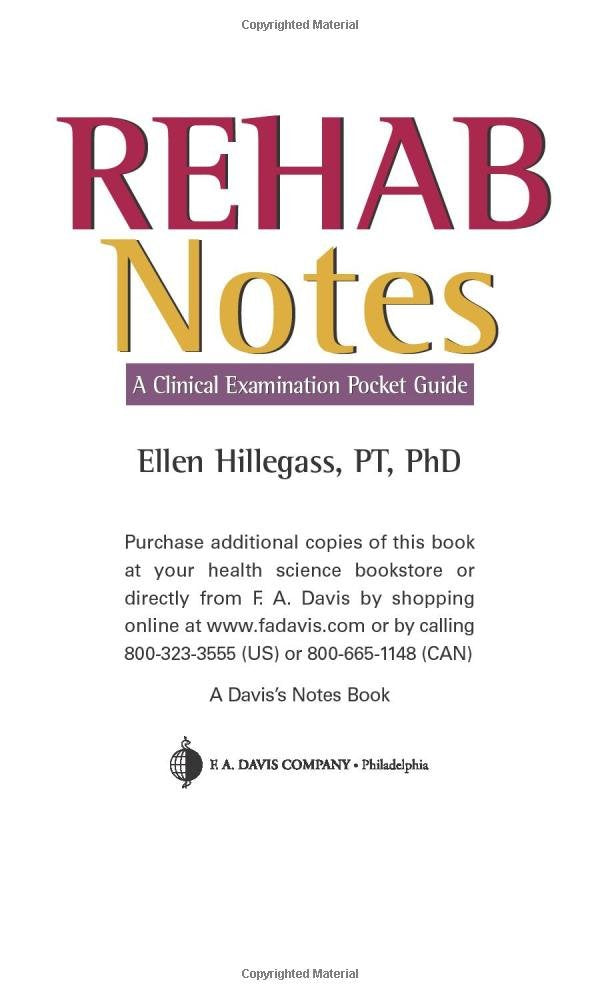 Rehab Notes: A Clinical Examination Pocket Guide,Used