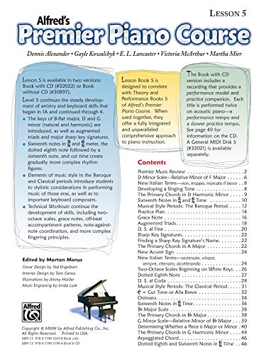 Premier Piano Course Lesson Book, Bk 5 (Premier Piano Course, Bk 5),Used