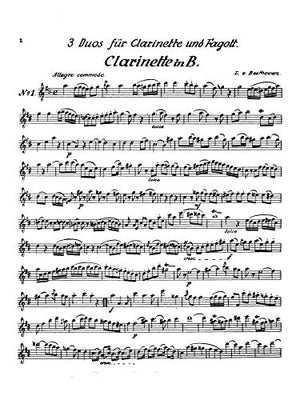 Three Duets: Clarinet & Bassoon (Kalmus Edition),Used