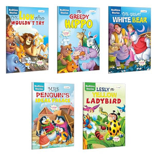 The Lion Who WouldnT Try, The Greedy Hippo, The Great White Bear, Mrs. PenguinS Ideal Palace And More -Bedtime Stories:-English Stories For Children, Picture Storybooks For Toddlers| Pack Of 5 Books