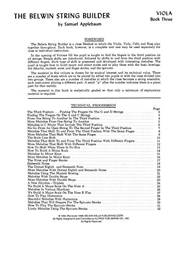 String Builder, Bk 3: A String Class Method (for Class or Individual Instruction)  Viola (Belwin Course for Strings, Bk 3),Used