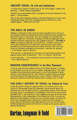 Ancient Israel, Its Life and Institution (Its Life and Institutions),Used