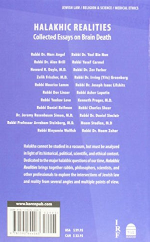 Halakhic Realities: Collected Essays On Brain Death,Used