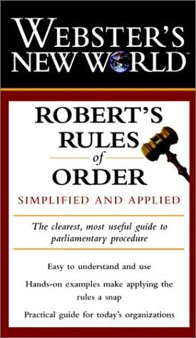 Websters New World Roberts Rules Of Order: Simplified And Applied-used