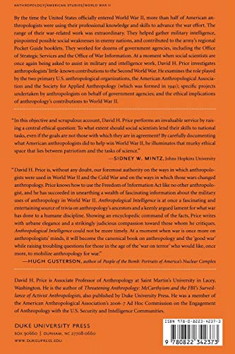 Anthropological Intelligence: The Deployment And Neglect Of American Anthropology In The Second World War,Used