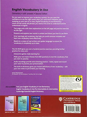 English Vocabulary in Use Elementary with Answers and CDROM,Used