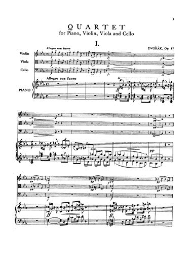 Quartet Opus 87 In E flat Major: For Piano, Violin, Viola and Cello (Kalmus Edition),Used
