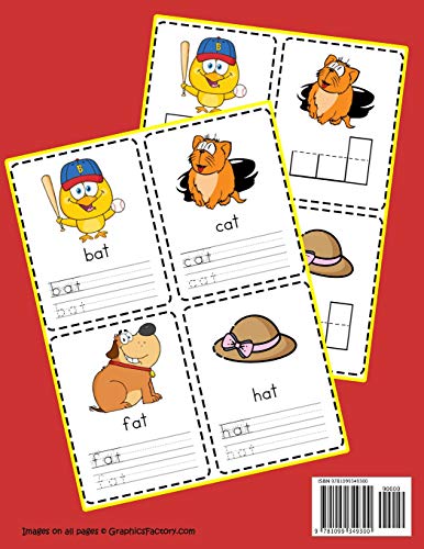 Rhyming Words Flash Cards Activities Workbook: 200 CVC vowels and consonants with pictures,Used