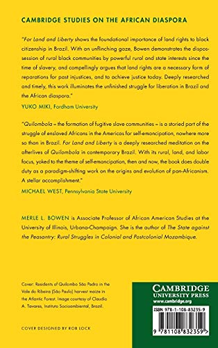 For Land and Liberty: Black Struggles in Rural Brazil (Cambridge Studies on the African Diaspora),Used
