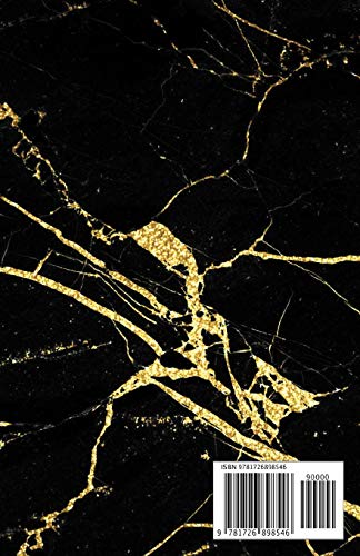 Notebook: Beautiful Black Marble and Shiny Gold  5.5 x 8.5  A5 Size,Used