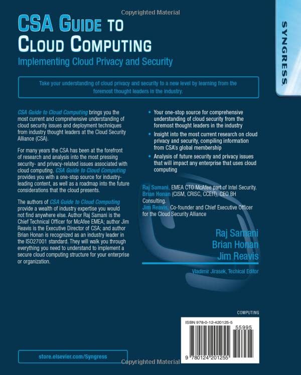 CSA Guide to Cloud Computing: Implementing Cloud Privacy and Security,Used