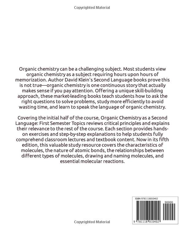 Organic Chemistry As a Second Language, 3e: First Semester Topics,Used