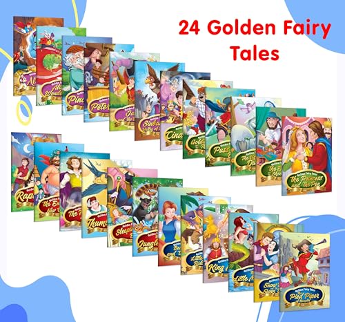 Pack Of 24 Classic Tales, Favourite & Fairy Tales Story Books : Snow White And The Seven Dwarfs, The Jungle Book, Pinocchio And More - Timeless Kids Tales, Gift Set Of Fairy Tales Lovers