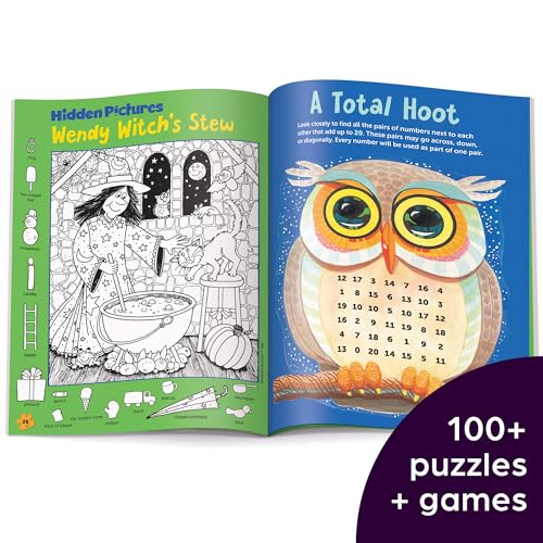 Halloween Puzzles: Halloween Kids Puzzle Book with Over 100 Mazes, Matching Games, Wordplay and More Halloween Fun for Kids 6 an,Used