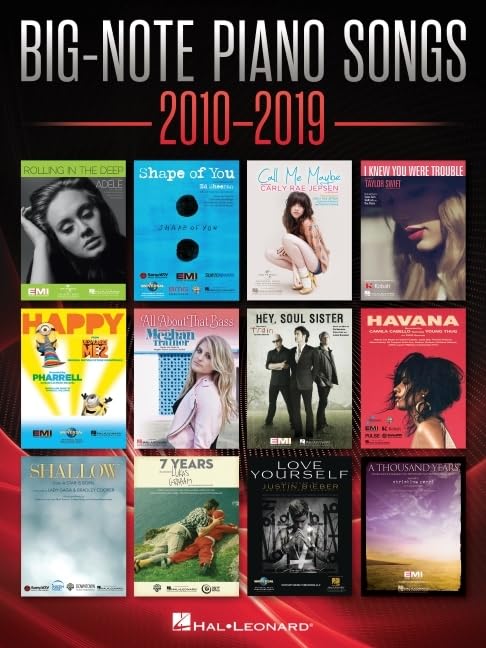BigNote Piano Songs 20102019  Easy Piano Songbook with Large Notation and Lyrics,New