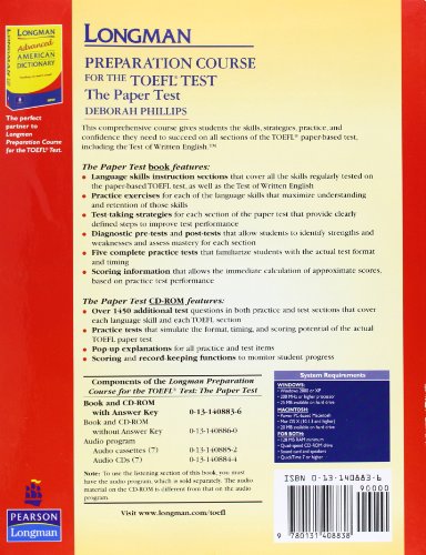 Longman Preparation Course for the TOEFL Test: The Paper Test (Student Book with Answer Key and CDROM),Used