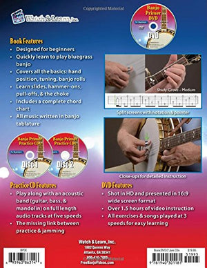 Banjo Primer Book for Beginners Deluxe Edition with DVD and 2 Jam CDs,New