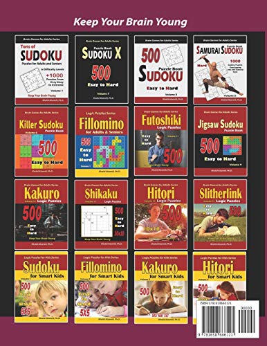 Large Print Brain Games: 100 Medium Adults Puzzles (Kakuro, Samurai Sudoku, Hakyuu, Minesweeper, Samurai Jigsaw Sudoku) (Logic &,Used