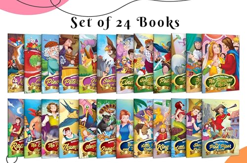 Pack Of 24 Classic Tales, Favourite & Fairy Tales Story Books : Snow White And The Seven Dwarfs, The Jungle Book, Pinocchio And More - Children Story Books, Kids Reading Books Set